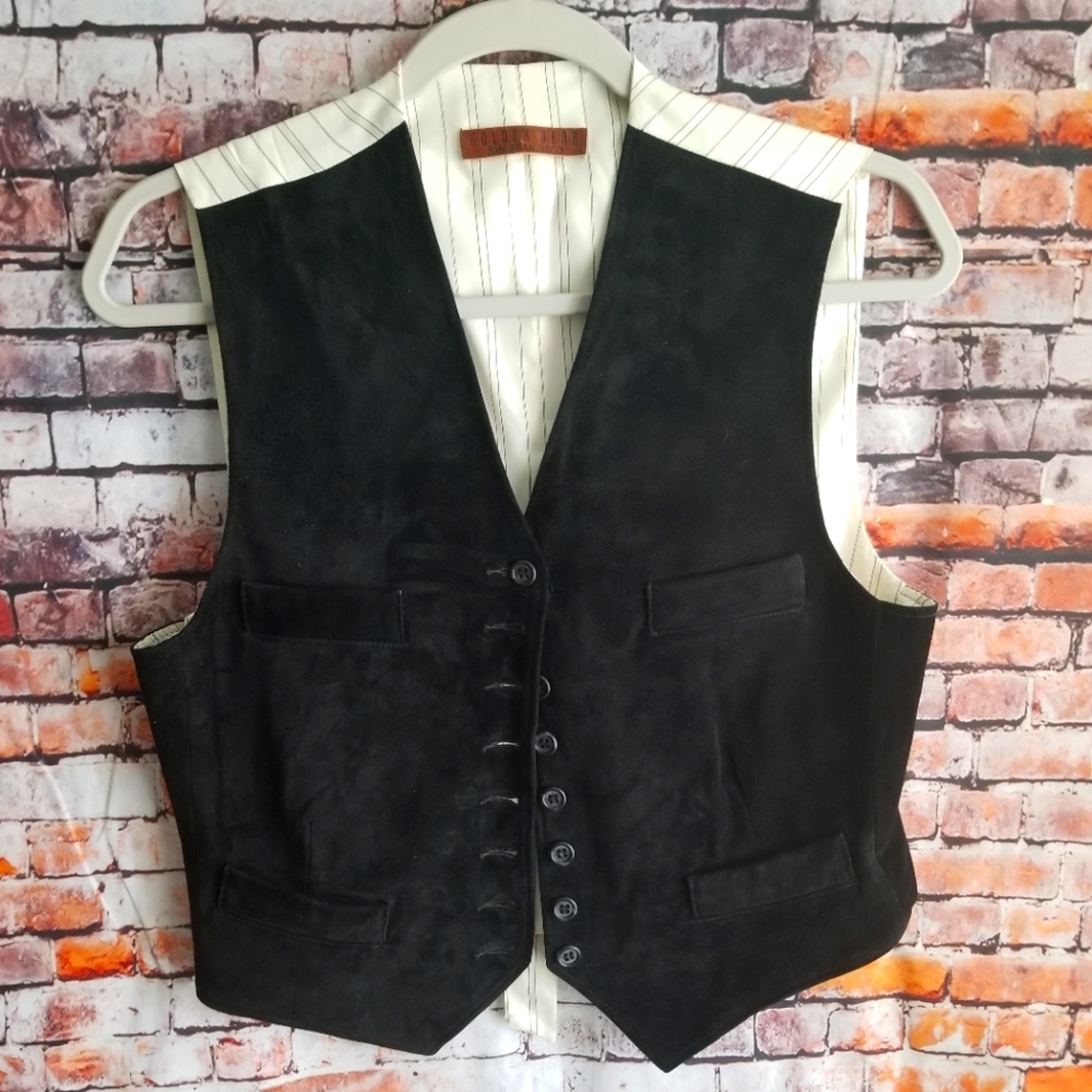 Vintage leather striped vest from Golden Bear San Francisco size S